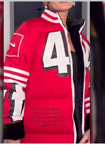 Kristin Juszczyk SF 49ers Puffer Coat