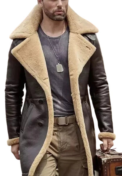Premium Brown Shearling Long Coat