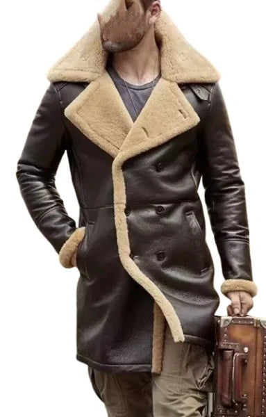 Premium Brown Shearling Long Coat