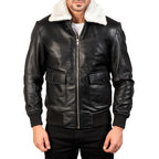 Alberto Black Shearling Leather Jacket
