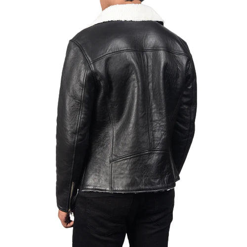 Alberto Black Shearling Leather Jacket