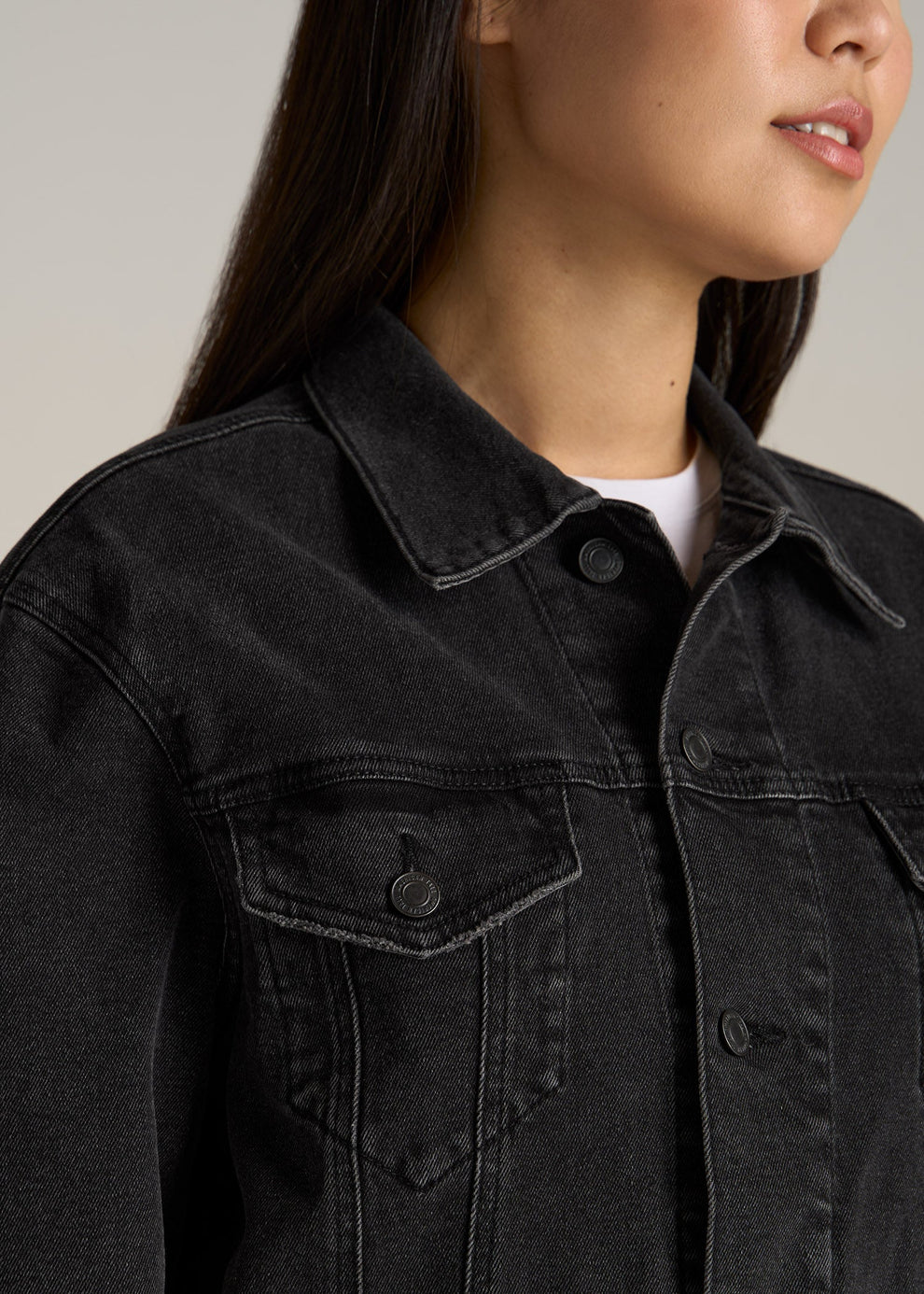 Black Denim Jacket Women, Stone Wash