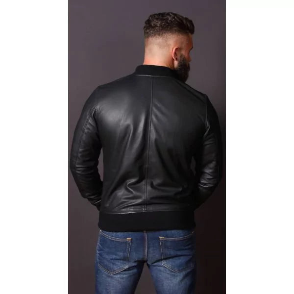 Mens Bomber Style Leather Jacket