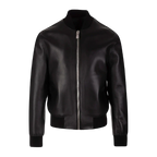 Plain Leather Bomber Jacket