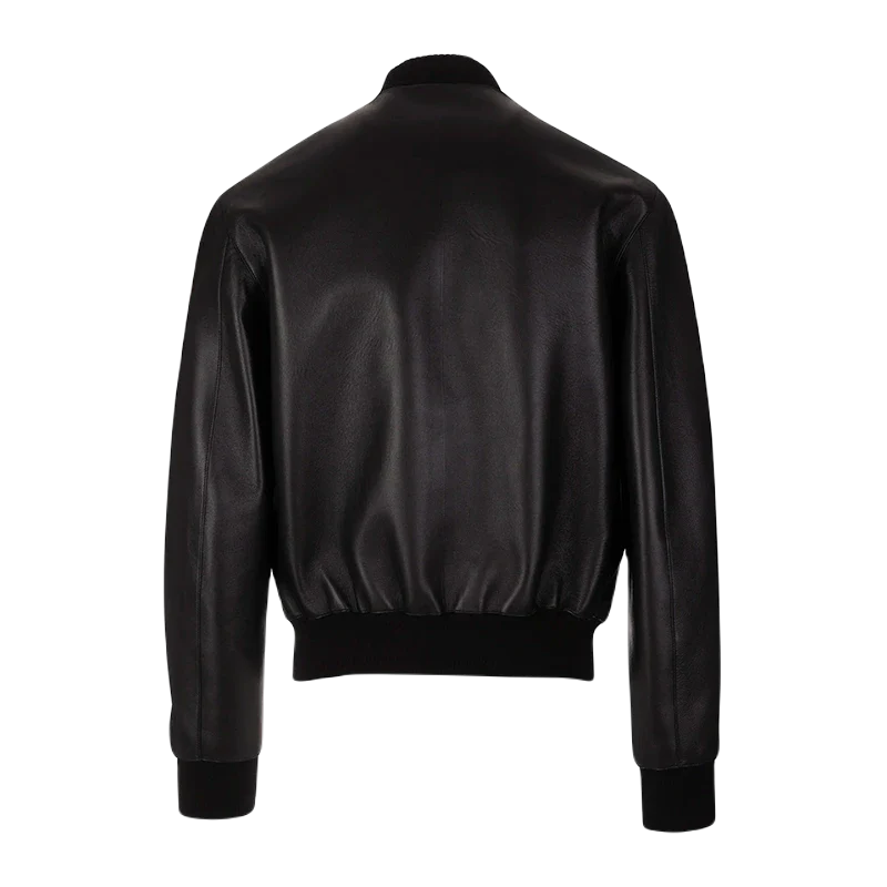 Plain Leather Bomber Jacket