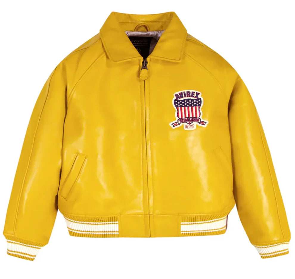Yellow Avirex Leather Jacket