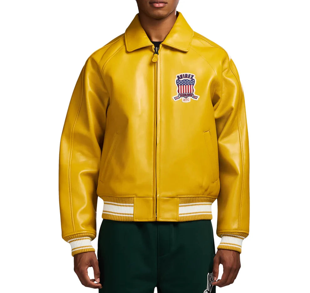 Yellow Avirex Leather Jacket