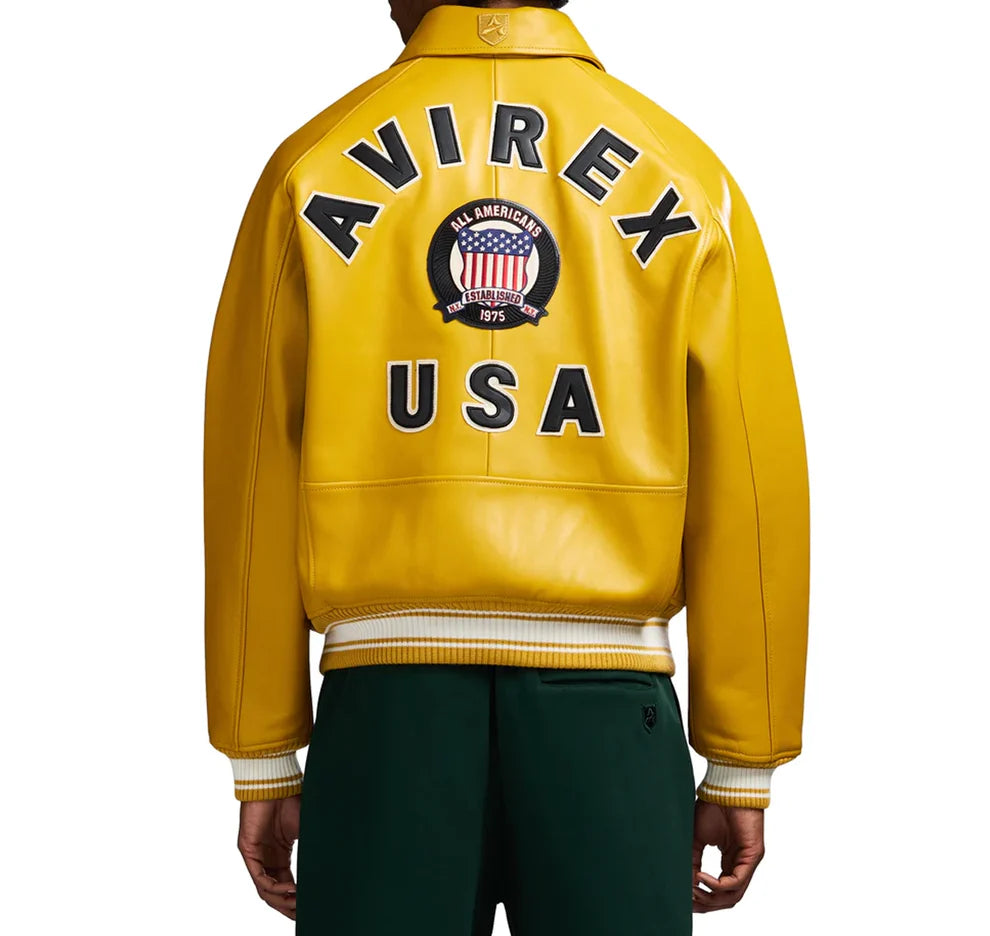Yellow Avirex Leather Jacket