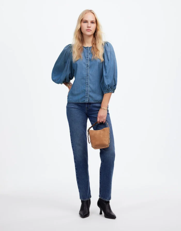 Puff Sleeve Denim Shirt