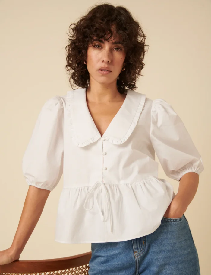 Puff Sleeve Tie Front Blouse