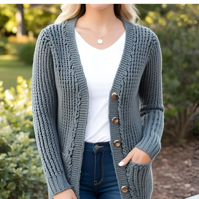 Shaker Stitch Cardigan Sweater