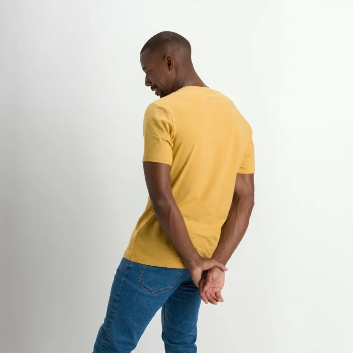 Yellow Cotton V-Neck T-Shirt 2