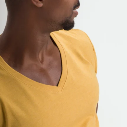 Yellow Cotton V-Neck T-Shirt 3