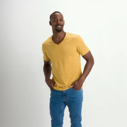 Yellow Cotton V-Neck T-Shirt